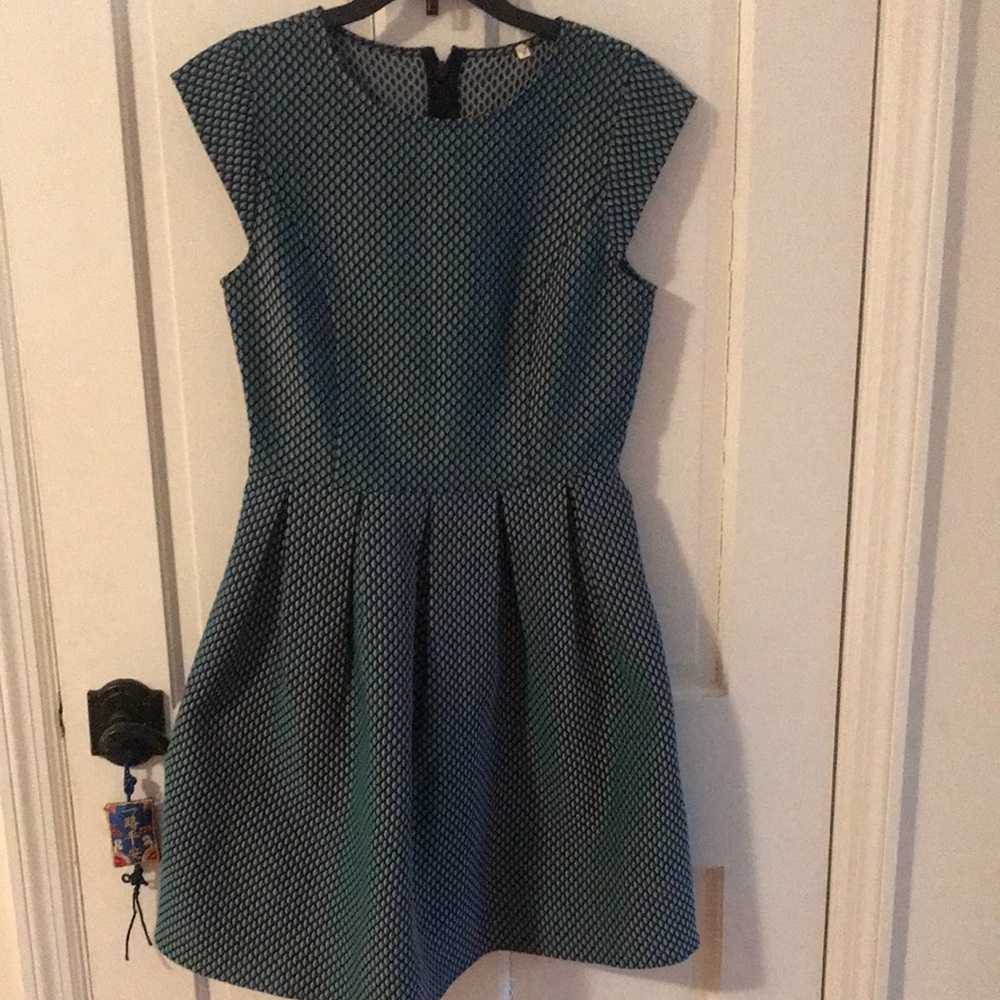 Chic Teal Patterned Mini Dress